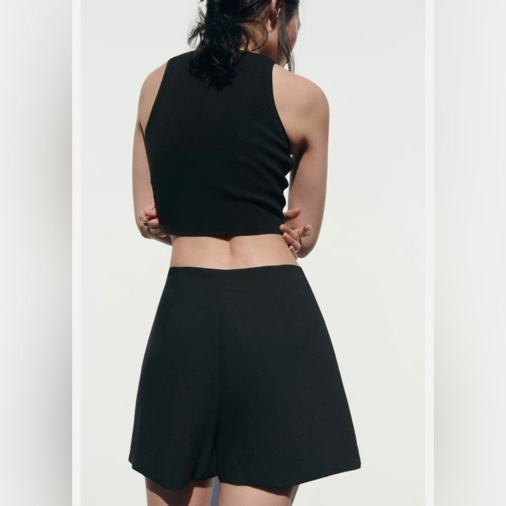 NWT Zara Knit Crop Top. Size M. Black - Picture 4 of 8